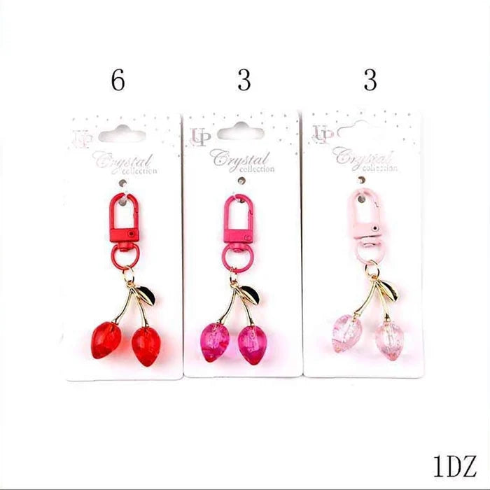 Cute Acrylic Cherry Keychain – Translucent Fruit Bag Charm, Color-Matched Lobster Clasp, Kawaii Coquette Backpack Pendant & Purse Accessory (YNV-1711)