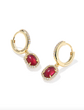 Daphne Gold Plated Crystal Frame Huggie Earrings in Dark Burgundy Illusion by Kendra Scott
