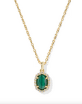 Daphne Gold Plated Crystal Frame Short Pendant Necklace in Green Malachite by Kendra Scott