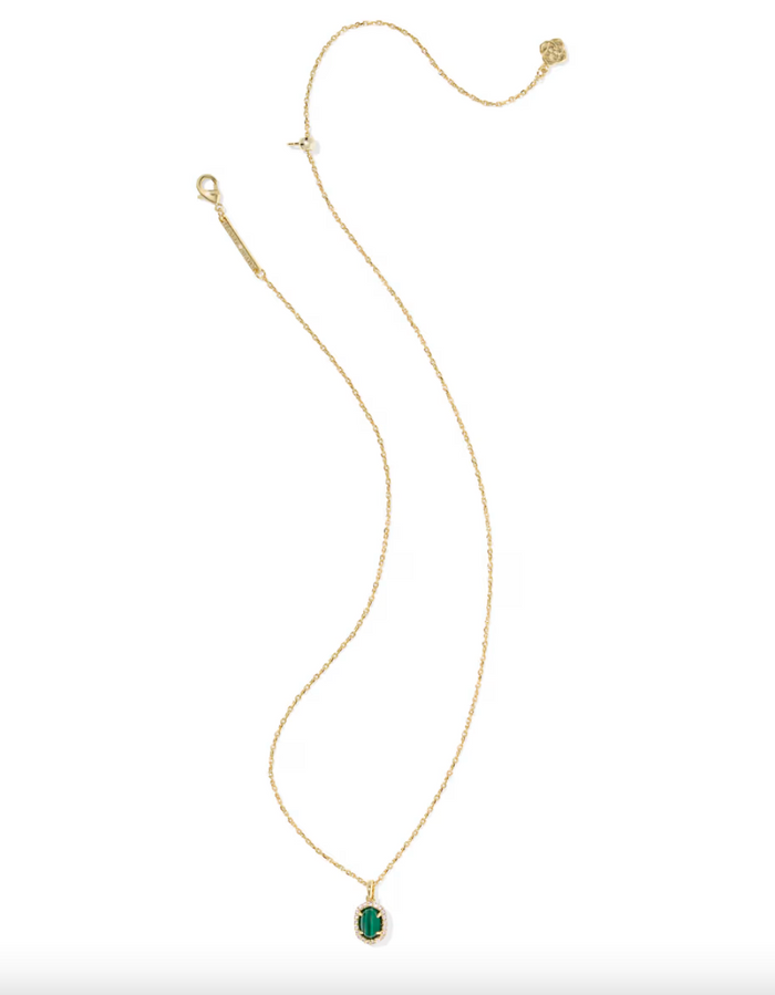 Daphne Gold Plated Crystal Frame Short Pendant Necklace in Green Malachite by Kendra Scott