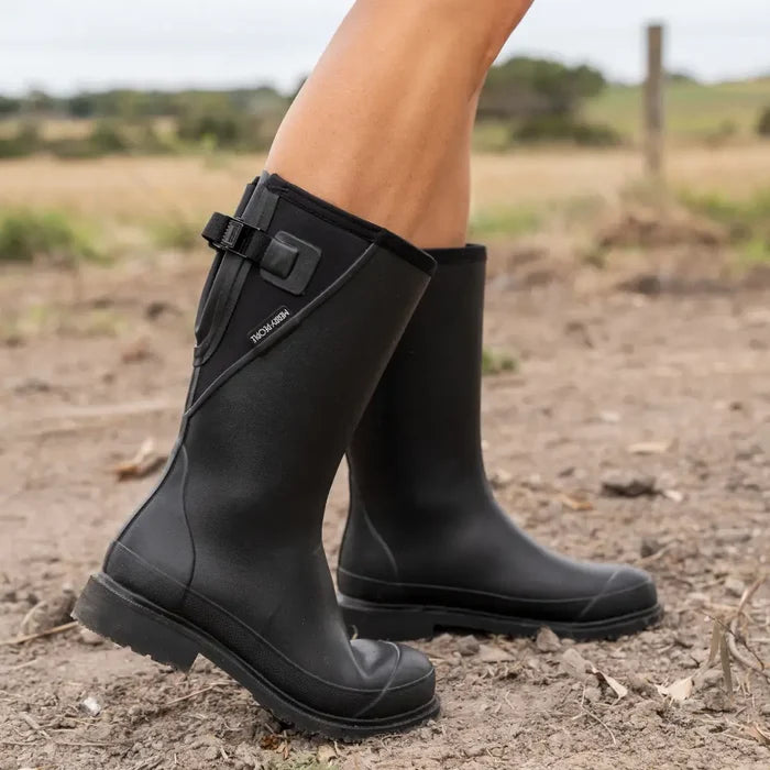 Darcy Mid Calf Wellington Boot // Black & Black [Retired]