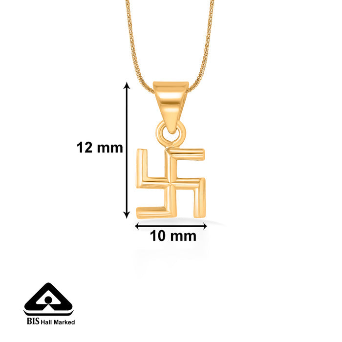 Devine Swastik Yellow Gold Religious Unisex Pendant