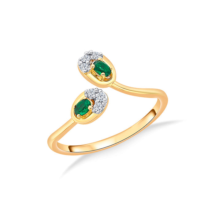 Dewdrop Duo Yellow Gold & Diamond Ring for Women