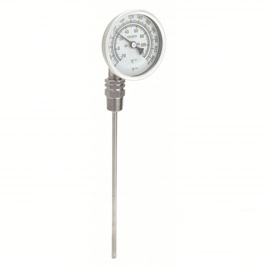 Dial Thermometer - Bottom, 0° to 250°F/-20° to 120°C