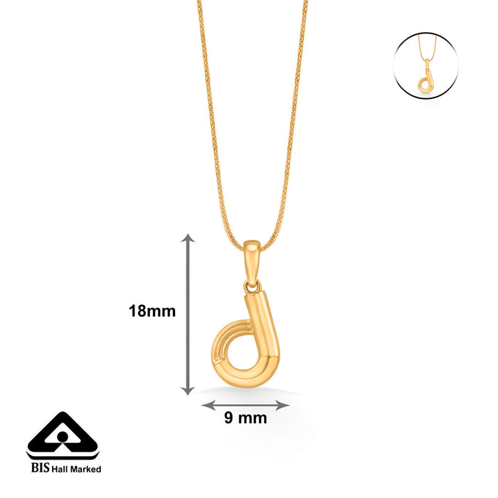 Diva D Alphabet Gold Pendant
