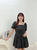 Dottie Polkadot Romper Dress  (Black)
