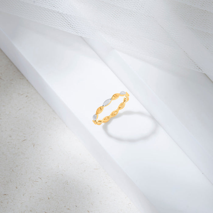 Dual Tone Bead Fashion Gold Ring