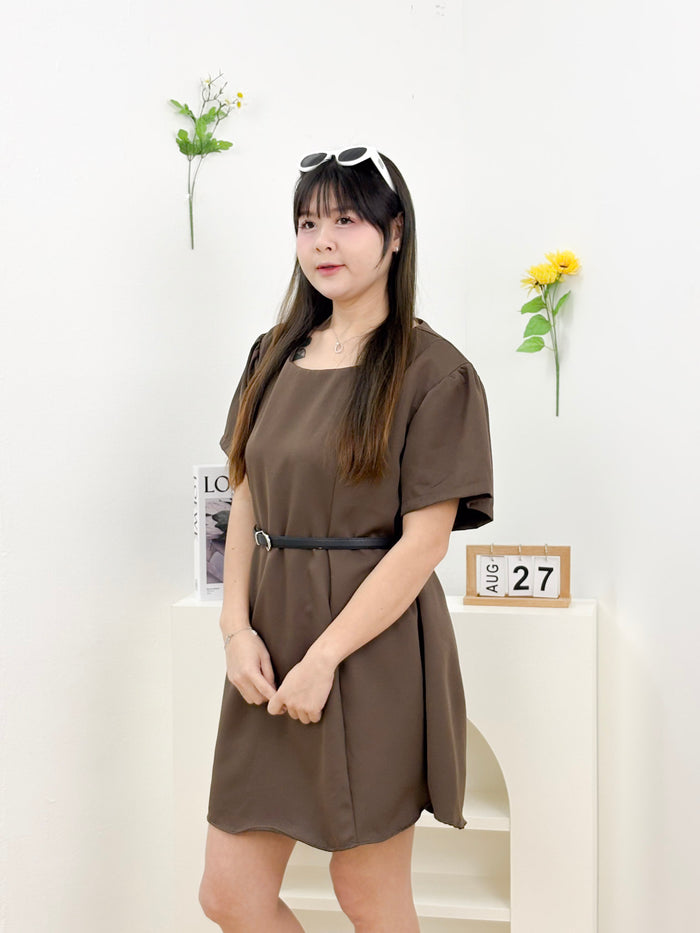 Eira Soft Drape Dress (Brown)