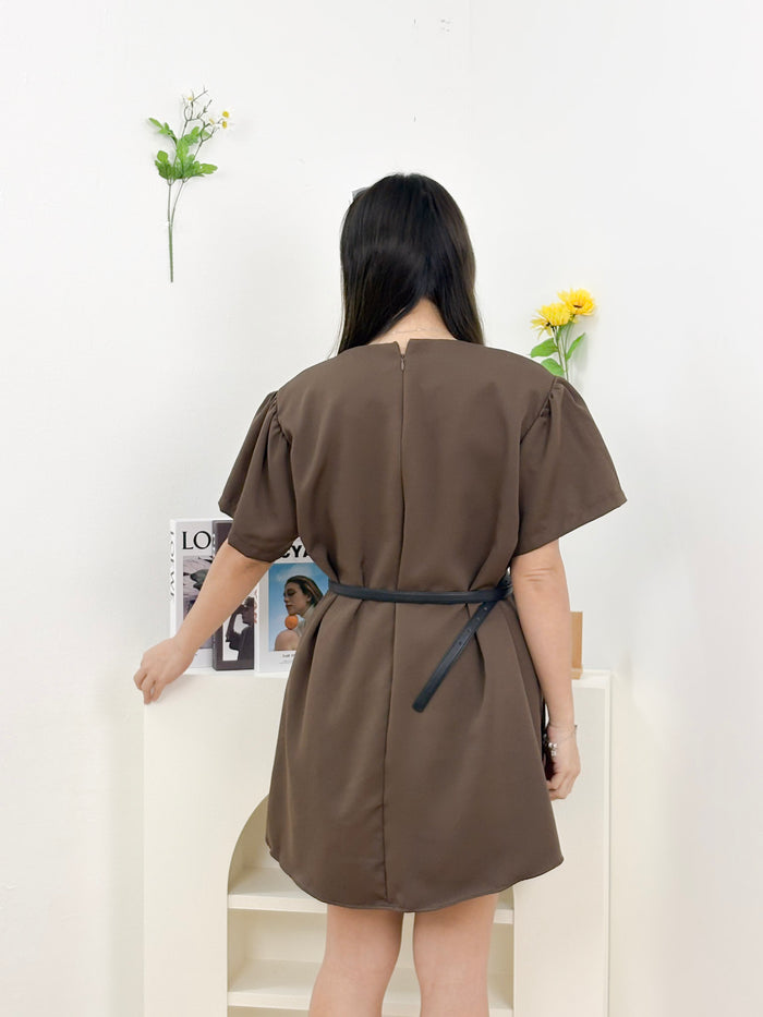 Eira Soft Drape Dress (Brown)