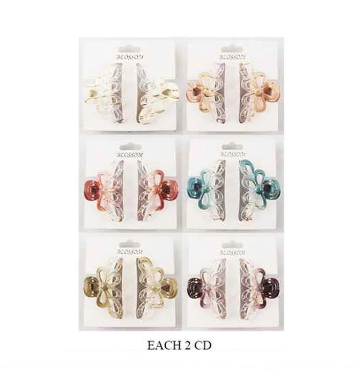Elegant Blossom Flower Hair Claw Clips (Set of 2)