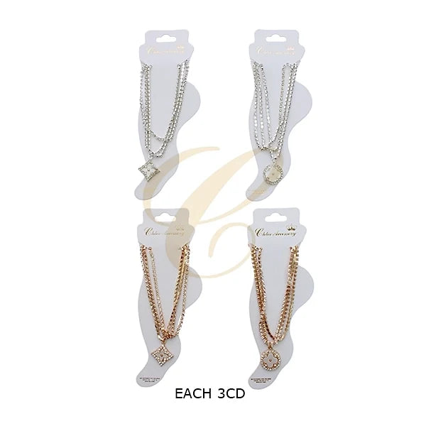 Elegant Multi-Strand Rhinestone Anklet with Clover Charm – Gold & Silver Color (RAK-0194GS)