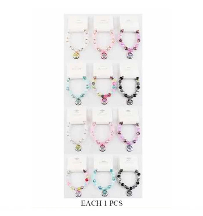 Elegant Pink Lotus Charm Beaded Bracelet