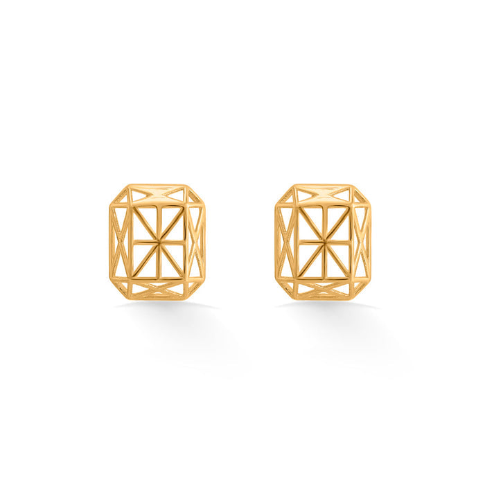 Emerald Frame Stud Gold Earring