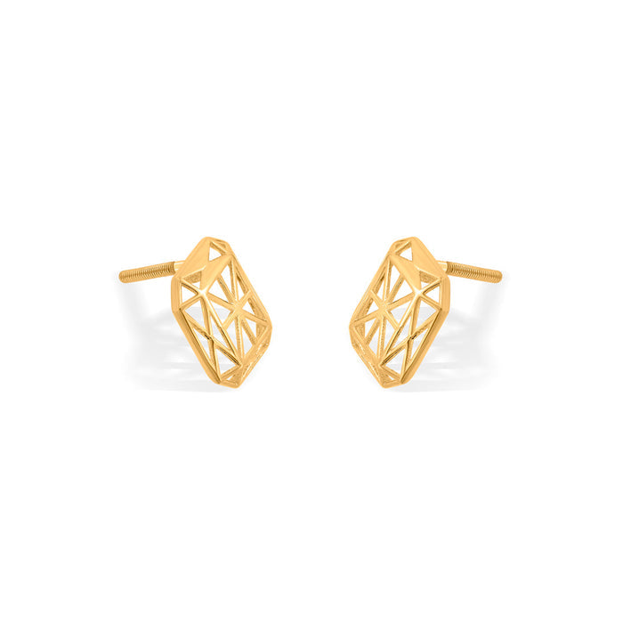 Emerald Frame Stud Gold Earring