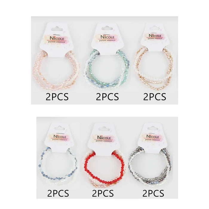 Faceted Crystal Beaded Bracelet Set - Stackable Stretch Bracelets (CB2188A)