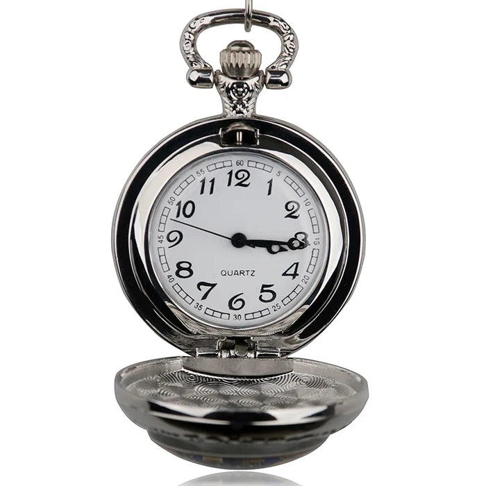 Fashion Movie Theme Flower Pattern Pocket Watch Women Children Pendant Necklace Jewelry Watches Gift
