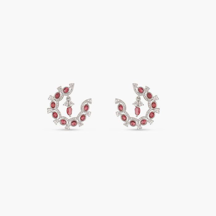 Floral Arc CZ Hoop Earrings