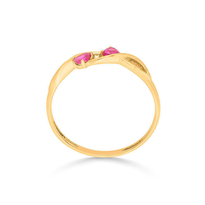 Fuchsia Duo Cocktail Gold Ring