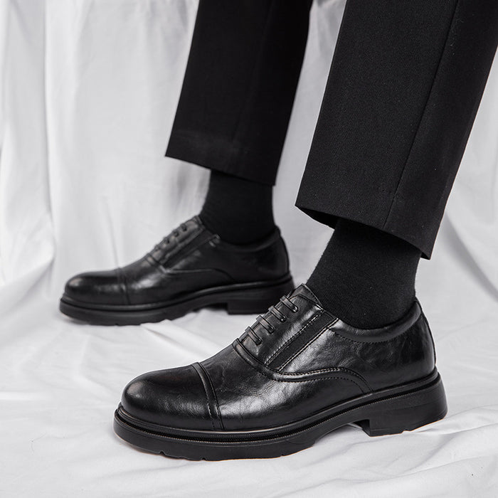 Genuine Leather Men's Leather Shoes Increased Casual Soft Bottom Super