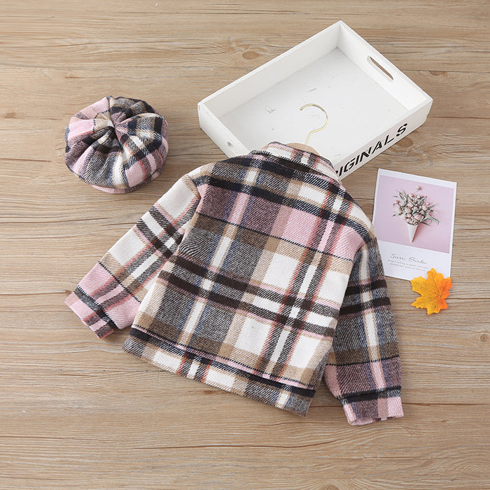 Girls Fashion Small Plaid Coat Fashion