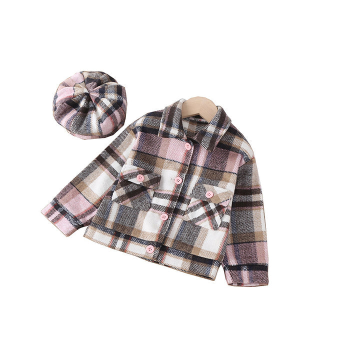 Girls Fashion Small Plaid Coat Fashion