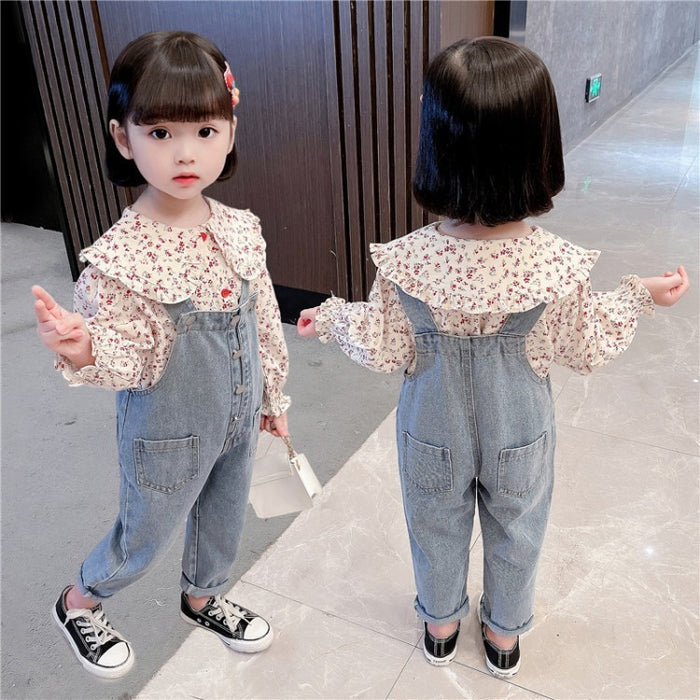 Girls' Suits Fall New Denim Overalls