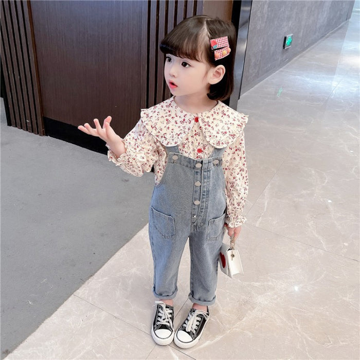 Girls' Suits Fall New Denim Overalls