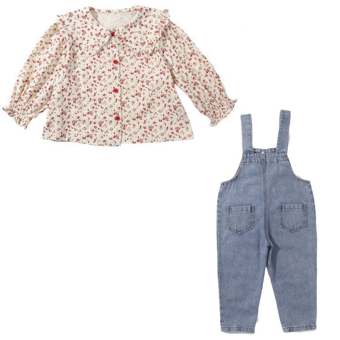 Girls' Suits Fall New Denim Overalls