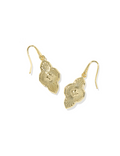 Gold Plated Abbie Medallion Small Drop Earrings in Yellow Mix by Kendra Scott