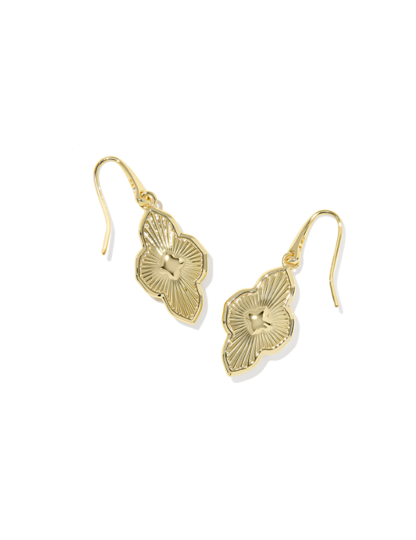 Gold Plated Abbie Medallion Small Drop Earrings in Yellow Mix by Kendra Scott