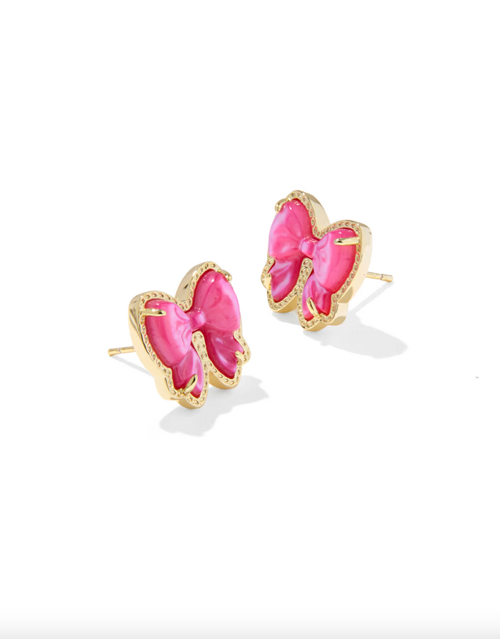 Gold Plated Haley Bow Stud Earrings in Rose Violet MOP by Kendra Scott