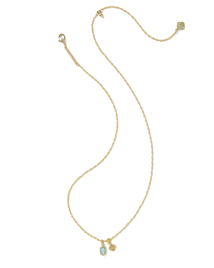 Gold Plated Mini Elisa Dira Necklace in Lab Grown Blue Opal by Kendra Scott