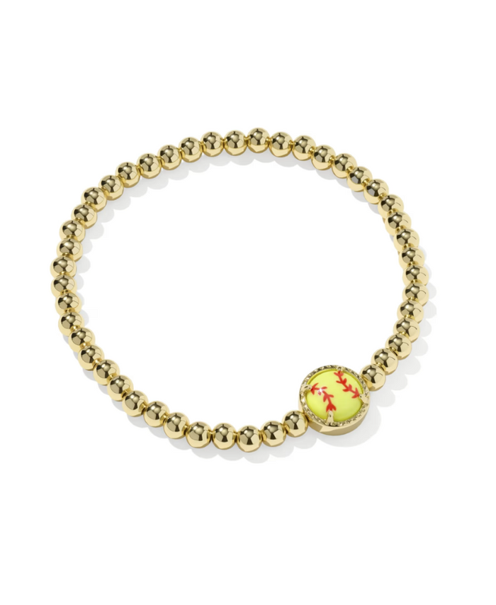Gold Plated Softball Stretch Bracelet in Chartreuse Magnesite by Kendra Scott