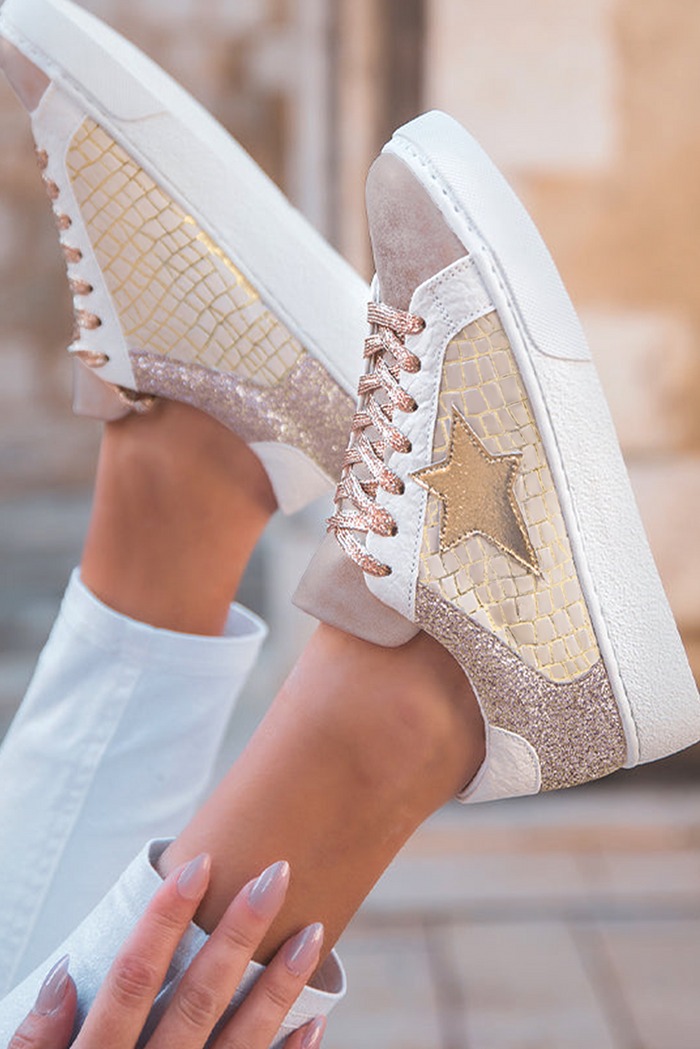 Gold Star Glitter Court Sneaker