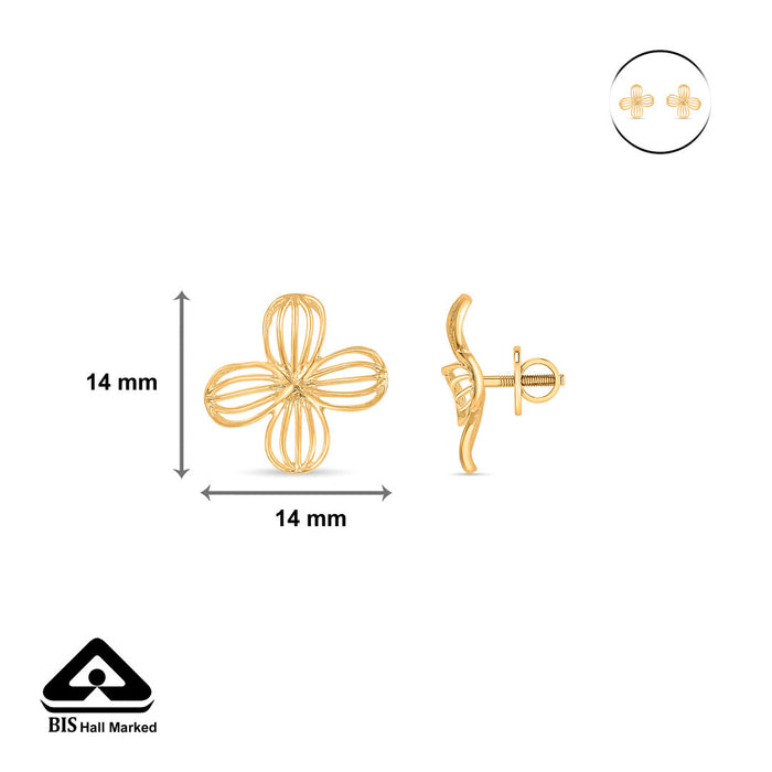 Golden Clover Studs Gold Earrings for Women