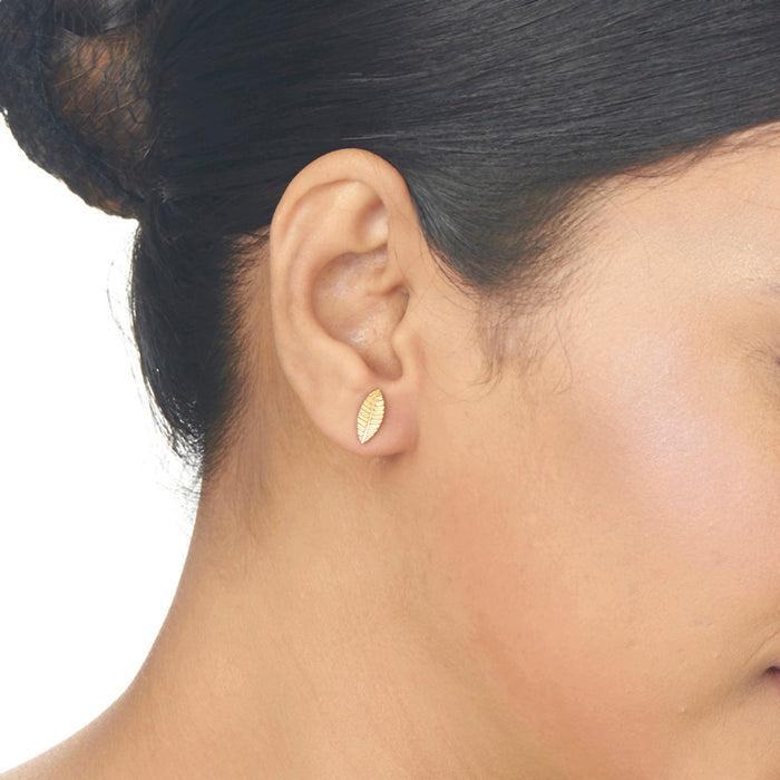 Golden Leaf Studs Gold Earrings for Women