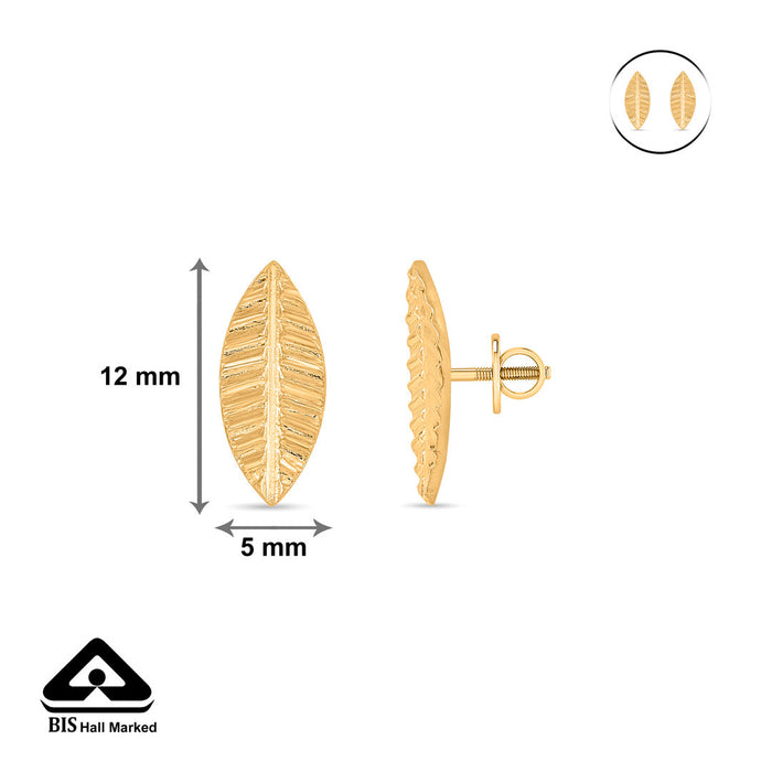 Golden Leaf Studs Gold Earrings for Women