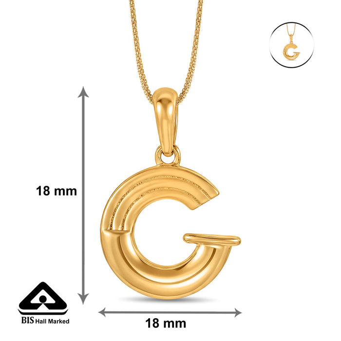Graceful G Alphabet Gold Pendant