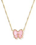 Haley Gold Plated Bow Short Pendant Necklace in Blush MOP by Kendra Scott