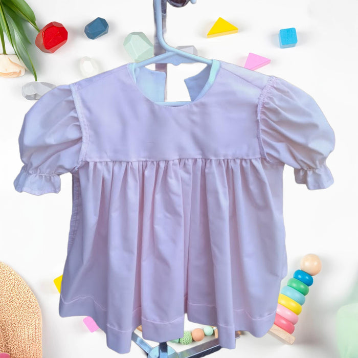 Handmade Pink Linen Toddler Dress – 2T, Lace Collar & Ribbon Trim
