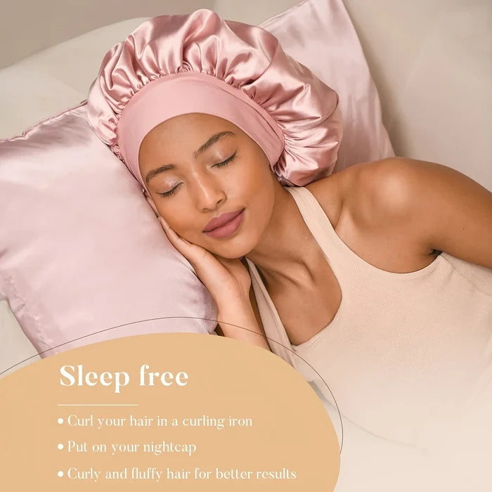 Heatless Curl Set with Satin Sleeping Cap | Heat-Free Overnight Curls