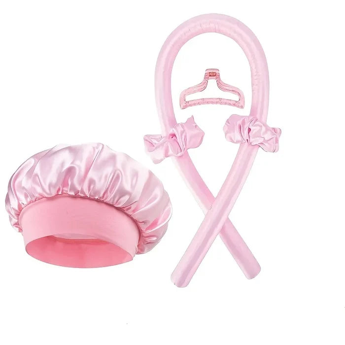Heatless Curl Set with Satin Sleeping Cap | Heat-Free Overnight Curls