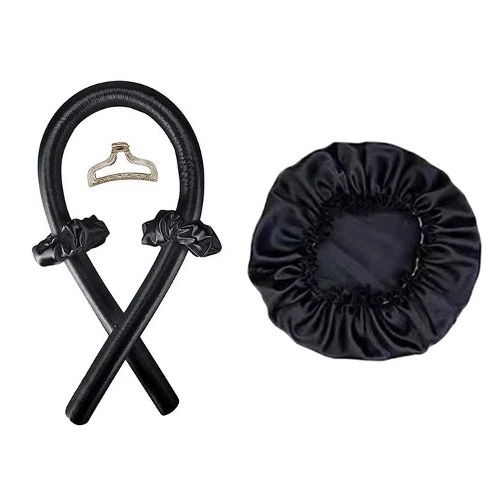 Heatless Curl Set with Satin Sleeping Cap | Heat-Free Overnight Curls