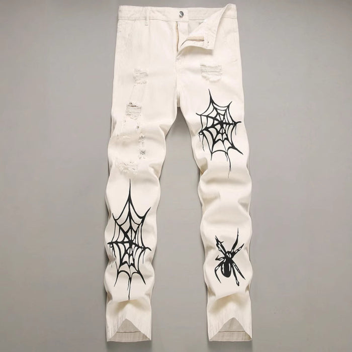 High Street Vibe Style Loose Straight Wide Leg Pants American Spider