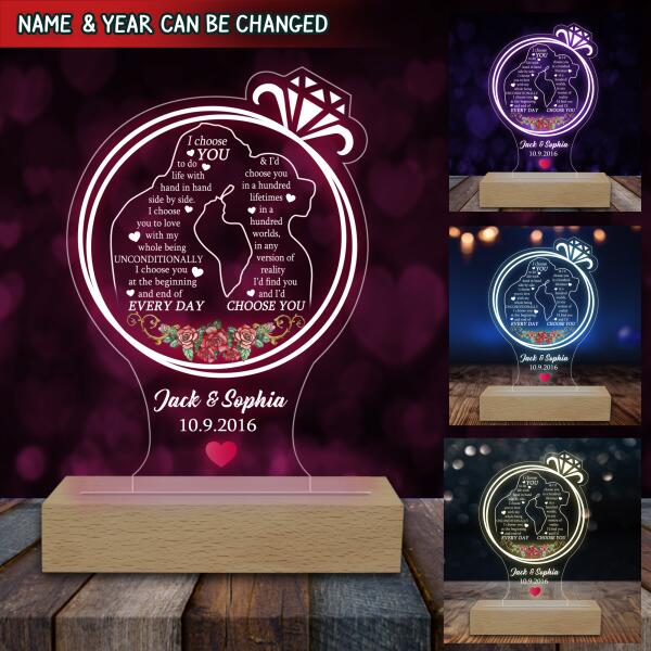 I Choose You To Do Life With Hand In Hand Side By Side - Personalized Acrylic Night Light