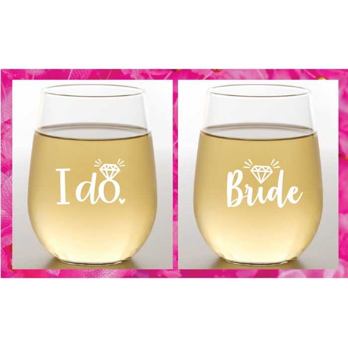 I Do - Stemless Shatterproof Wine Glasses (2 Pack)