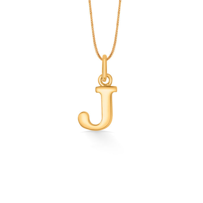 J Letter Yellow Gold Alphabet Unisex Pendant