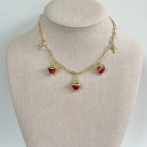 +JMJ+ Hearts Charm Necklace