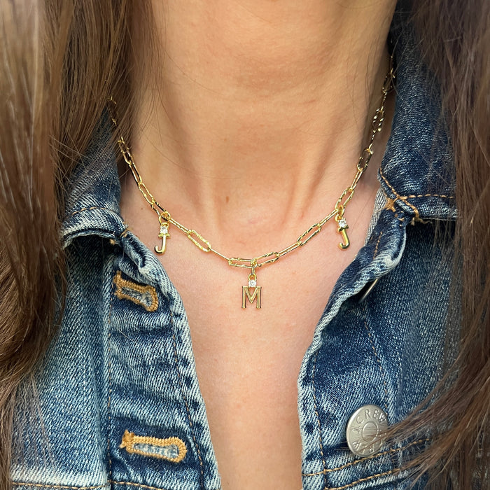 +JMJ+ Initial Charm Necklace