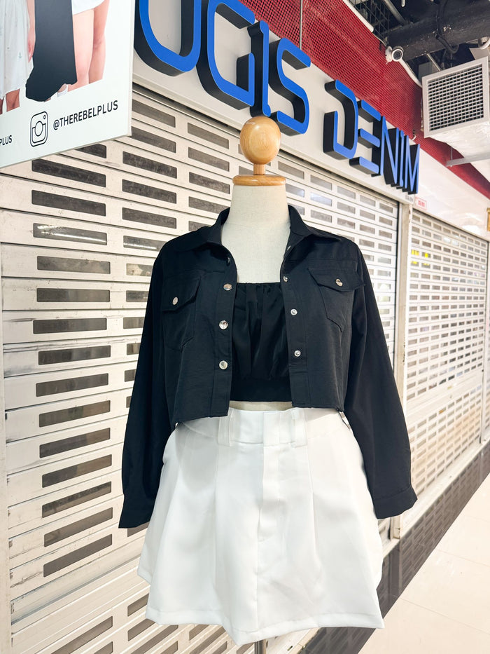 Joey Button Down Collared Jacket ( Black)